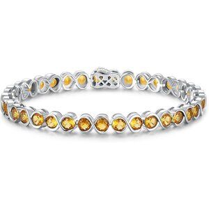 Nov-Citrine Birthstone 925 Sterling Silver 7 Inch Infinity Tennis Bracelet